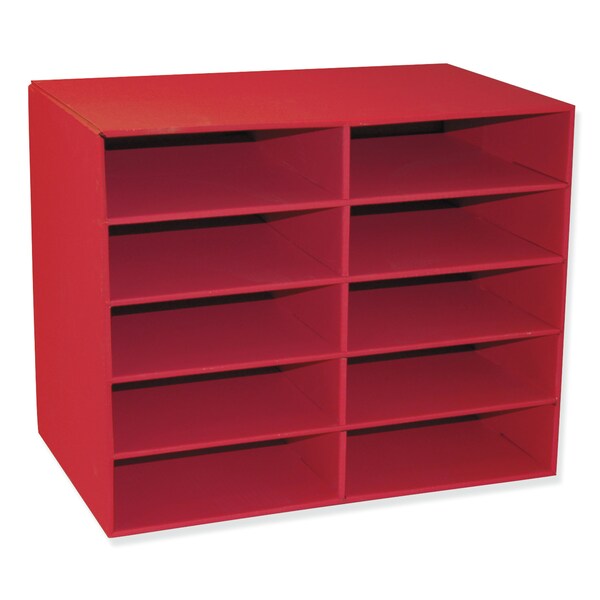 Classroom Keepers 10-Shelf Organizer, Red, 17H x 21W x 12.88D